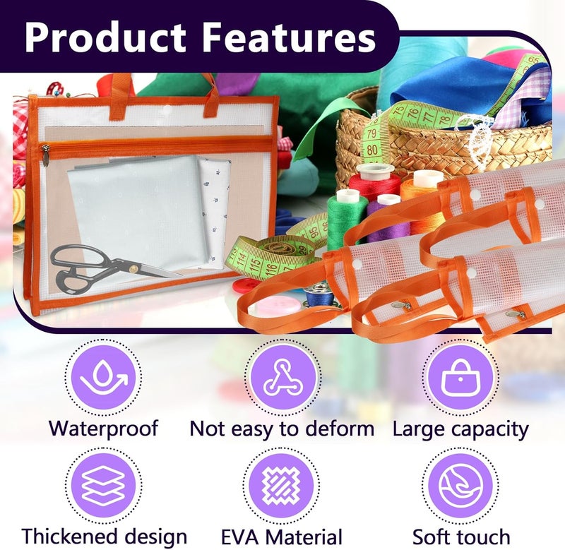 chaseroad 4 Pcs Portable Project Bags for Quilting Knitting, Stitching and Embroidery Projects Storage, Sew Project Bag with Zipper and Double Pockets, Transparent Mesh Sewing Project Bag for Crafter - Image 4